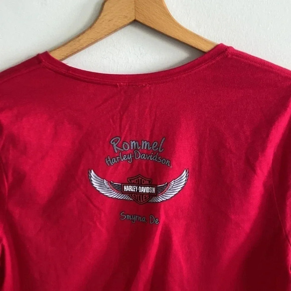 Harley-Davison cherry red and black long sleeve graphic logo tee size M - Picture 6 of 7